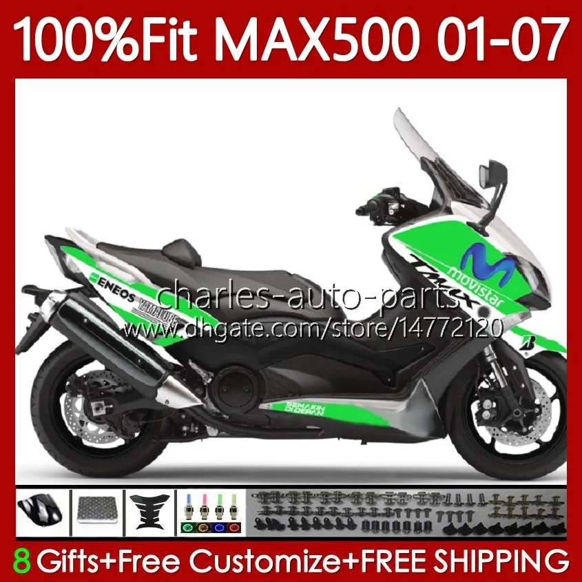 Órgão de Injeção para Yamaha Tmax500 Max-500 Tmax-500 109No.118 Tmax Max 500 T MAX500 2001 2002 Movistar Green 2003 2004 2005 2006 2007 T-MAX500 01 02 03 04 05 07 Fairings OEM