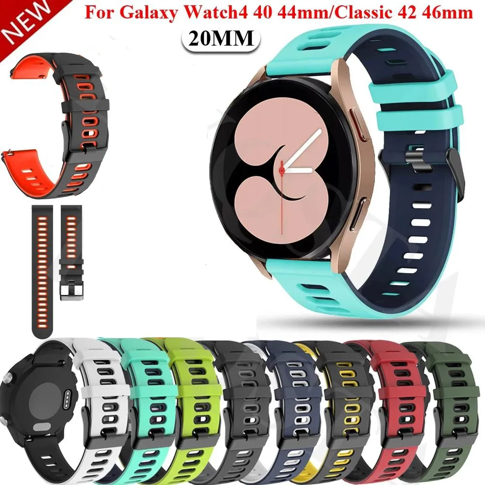 20mm 22mm Sapanlar Çift Renkli Kordonlu Band Samsung Galaxy Aktif Huawei Xiaomi Garmin Watch Band Aksesuarları Için Spor Silikon Bant