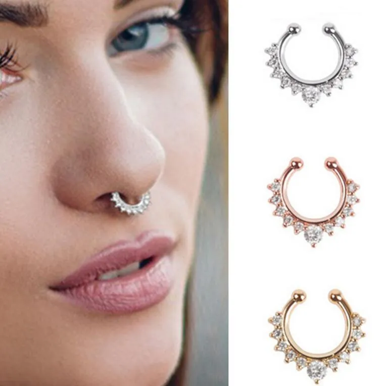 C-shaped Nose Ring Stainless steel Non-perforated False Nose Rings Sterling Silver Jewelry for Women