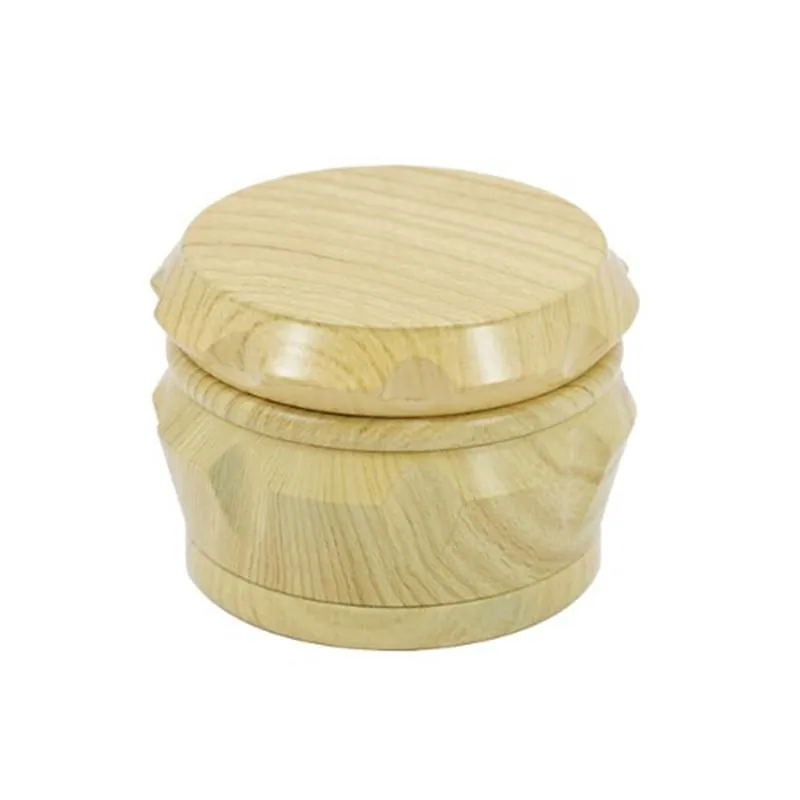 Broyeur d'herbes dures de style tambour pour le tabac 40MM 50MM 63MM 4 pièces broyeur d'herbes à fumer en acrylique avec conception de feuille de broyeur de bois en bois