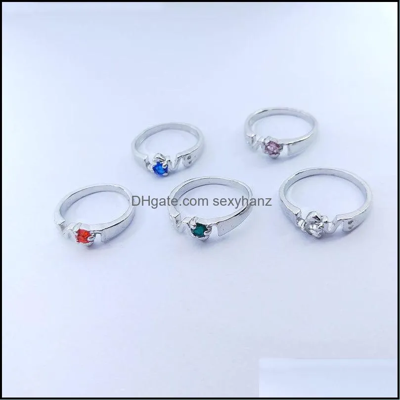 Fashion Simple Band Silver Plated Metal Colorful Diamond Love Rings For Men Women Mix Style Party Gifts Wedding Jewelry Wholesale C3