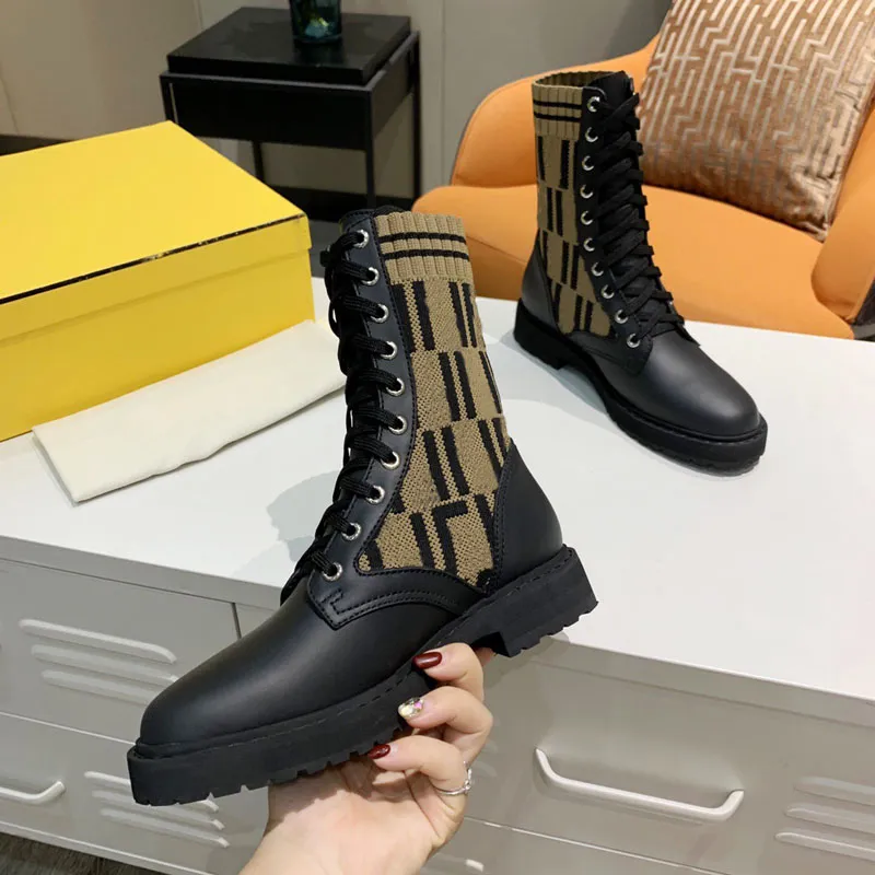 Alta calidad de lujo letra F tejer botas de mujer sexy dise ador de moda al aire libre cl sico Botines calcetines zapatos planos el sticos