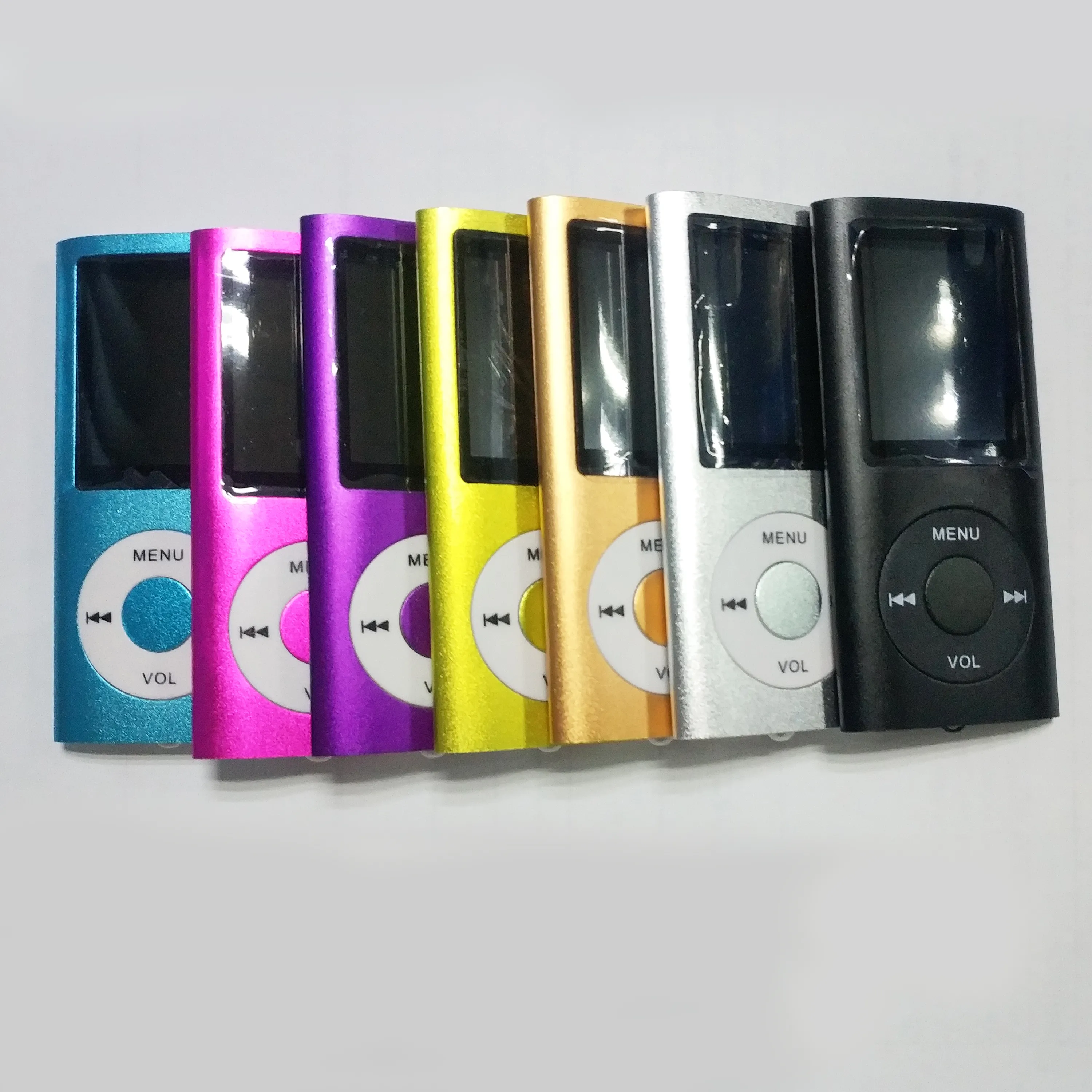 Lecteur Slim 4TH Écran 1,8 pouces 4ème Lecteur mp3 mp4 avec fente pour carte Radio FM Enregistreur vocal Haut-parleur 9 couleurs Câbles USB + Écouteurs + Boîtes de vente au détail