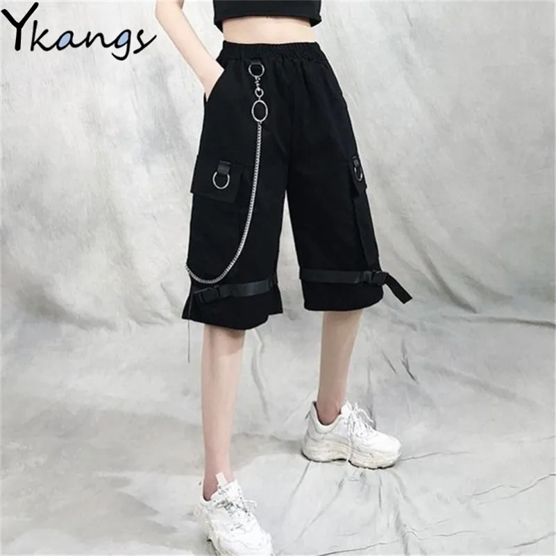 Acquistare HARAJUKU Streetwear Donna Casual Harem Shorts Con Catena Solid  Black Cargo Gothic Cool Fashion Hip Hop Pantaloni Lunghi Capris 210308  Economico | Consegna Veloce E Qualità | It.Dhgate