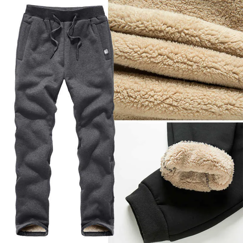 Plus size 6xl 7xl 8xl engrossar sweatpants inverno macho calças de lã pesado calças quentes macho lã casual calça esportes esportivos p0811