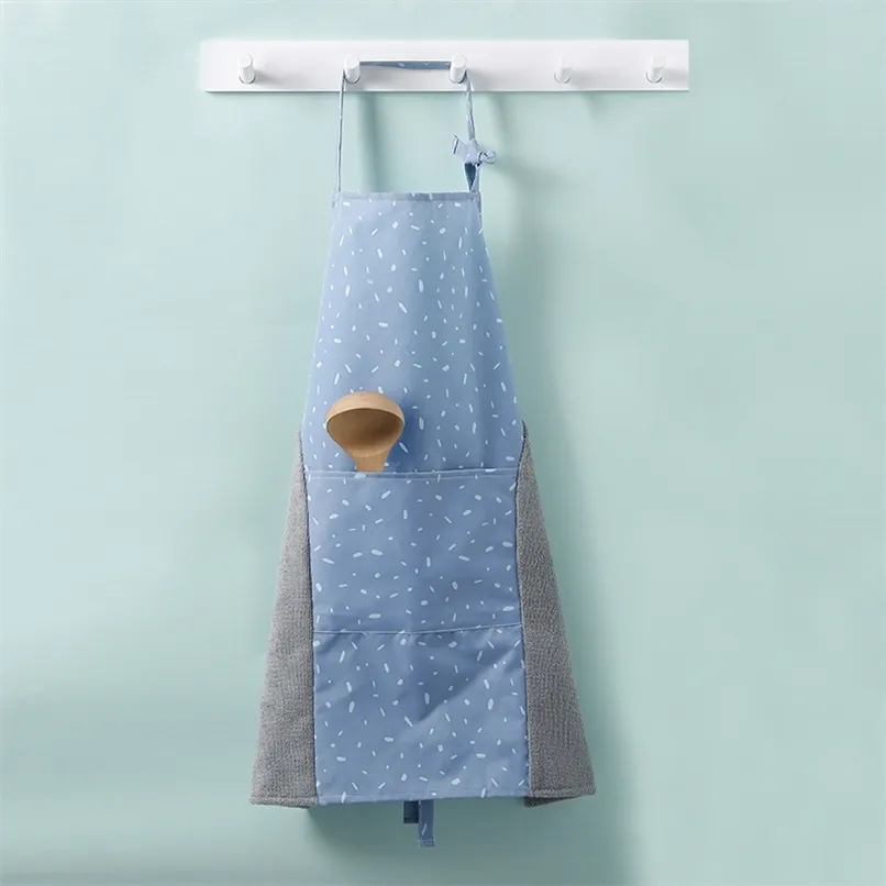 Home Canvas Water-proof Apron Cotton Linen Cleaning Waist Half-length Oil-proof for Kitchen Cooking Baking and Coffee Shop 210625