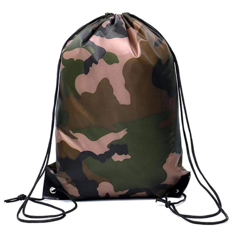 Storage Bags Camouflage Backpack Drawstring Gym Bag Travel Sport Outdoor Lightweight JS23
