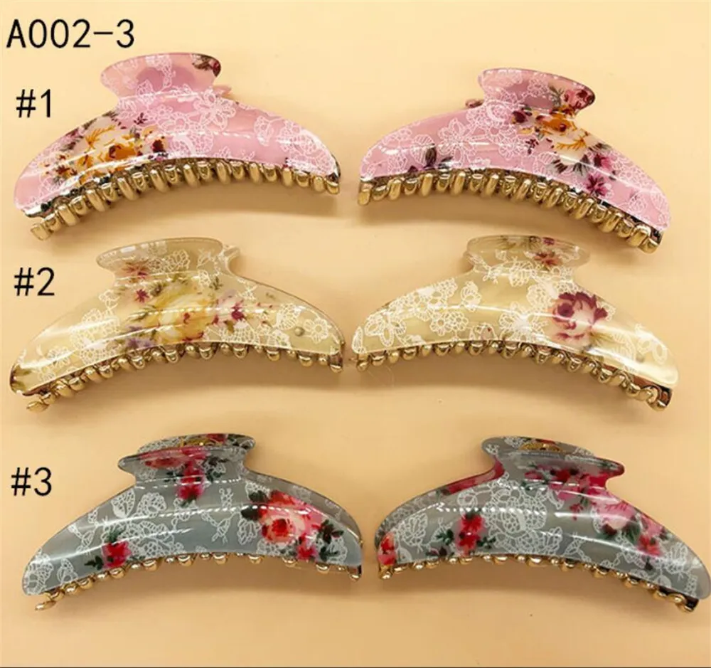 Factory Vintage Flower pattern Hair Claw Clips for Thick - ABS Nonslip Jumbo Strong Jaw KD