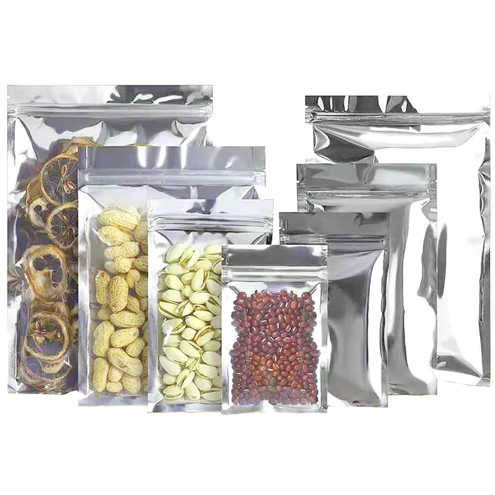 100 SZTUK Clear Mylar Folia Zip Lock Samook Pieczęciowy Torba Wielokrotna wielokrotna wielokrotnego użytku Zipper Łza Notch Food Coffee Fance Snack Studki