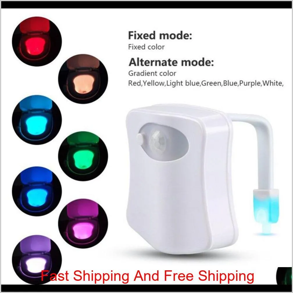 smart bathroom toilet nightlight led body motion activated on/off seat sensor lamp 8 multicolour toilet lamp hot