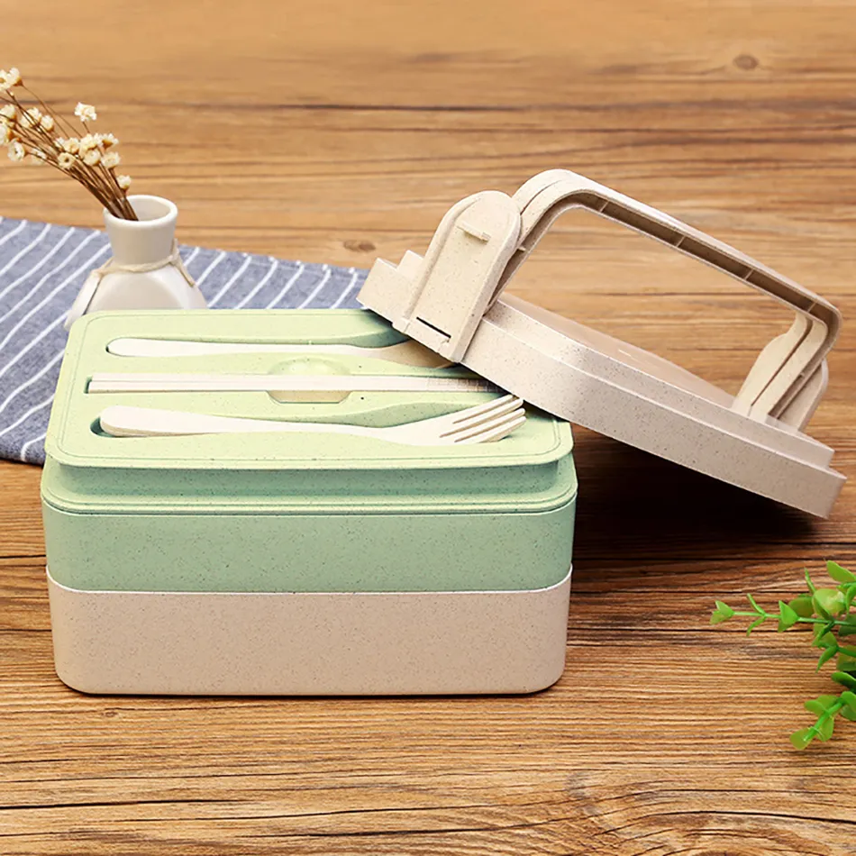 ONEUP Lunch Box Wheat Straw Eco-Friendly Food Container Eco-Friendly Portable Bento box for kids school picnic Microwavable 1