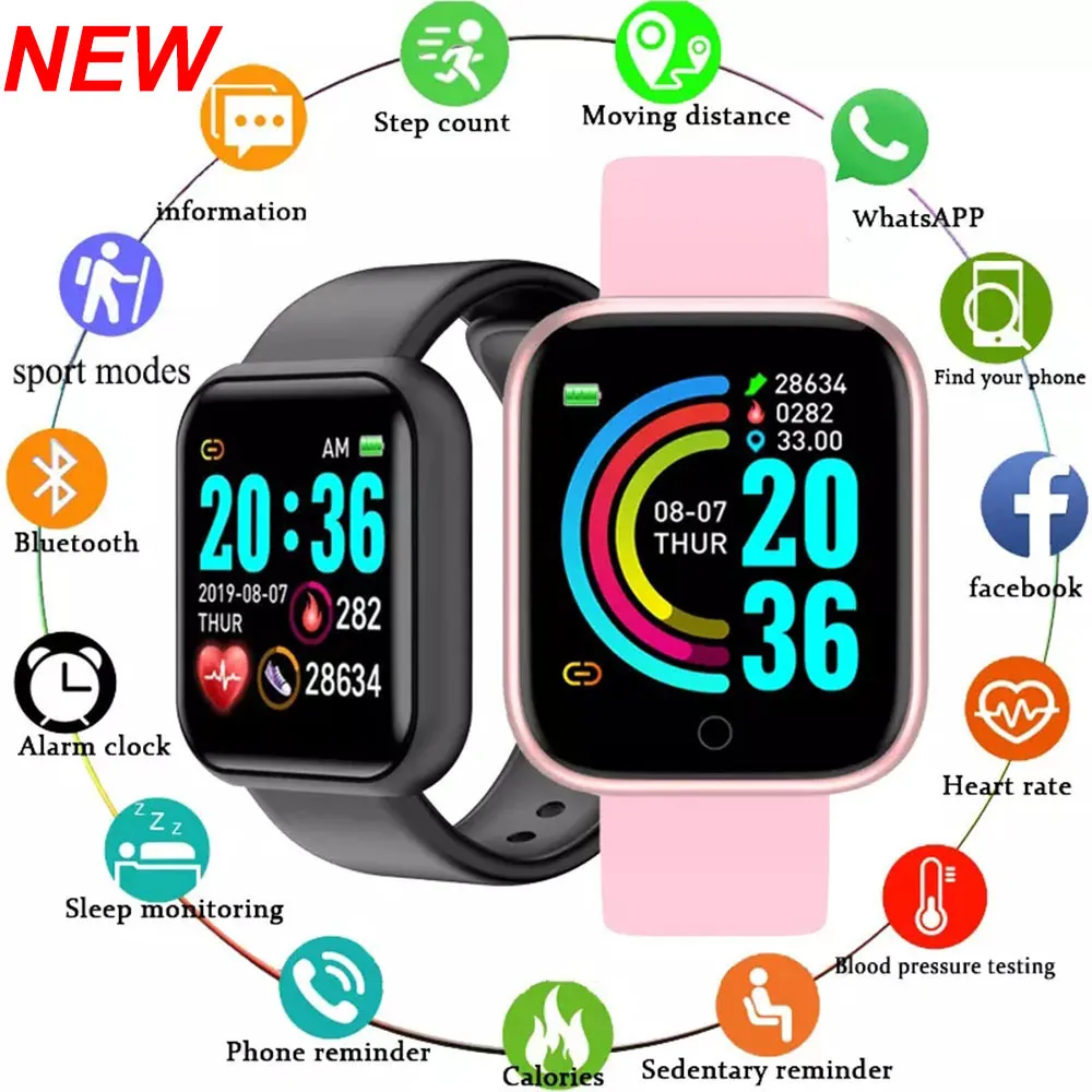 D20 PRO Smart Watch Y68 Bluetooth Fitness Tracker Sport Tętna Monitor Ciśnienie krwi Smart Bransoletka dla Android IOS