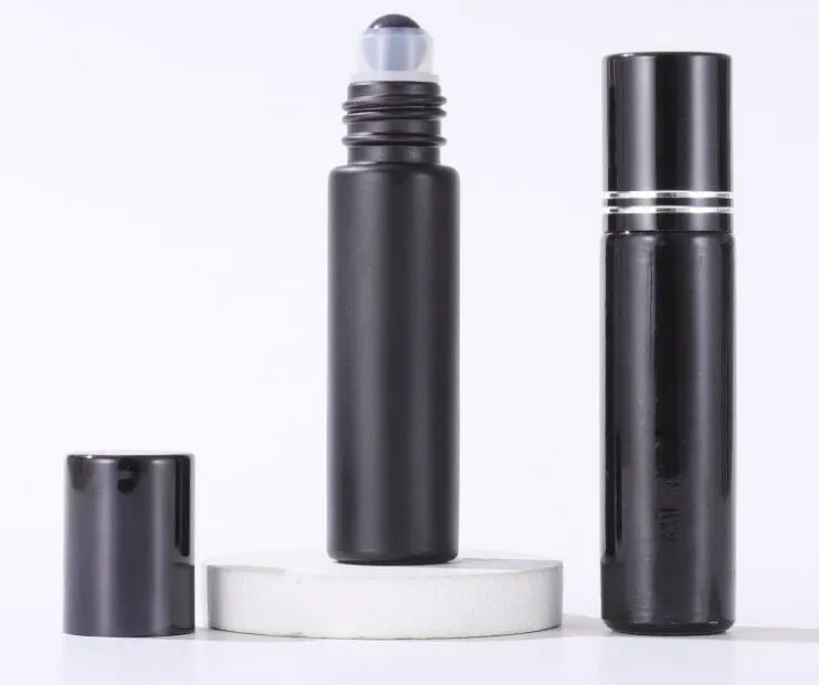 10mlブラックエッセンシャルオイルボトルガラス香水クリスタルローラーボールボトルDHL