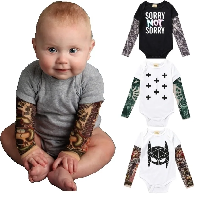 Tattoo Baby Clothes Bodysuit Unisex Newborn Jumpsuit 100% Cotton Long Sleeve Premature Clothing Boy Shirts Costumes 210309