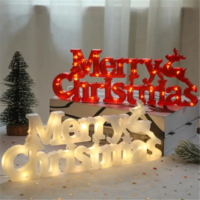Décorations de Noël Décoration 2022 Année Noël Joyeux LED Lettre Tag Light String Fairy Garland Home Noel