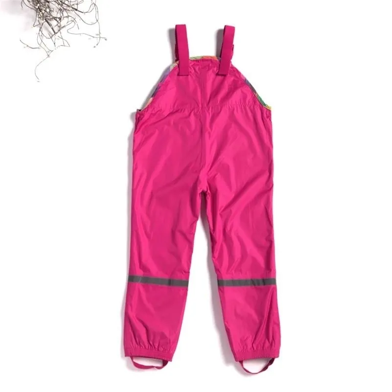 Девочки мальчики водонепроницаемые комбинезоны мягкие открытые брюки высокого качества ребенка ветрозащитный дождевой одежда детская зима необходимые брюки 210306
