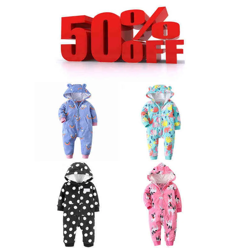 baby girl clothes winter long sleeve hooded boy jumpsuit fleece overalls warm zipper 9-24M toddler infant cute costume