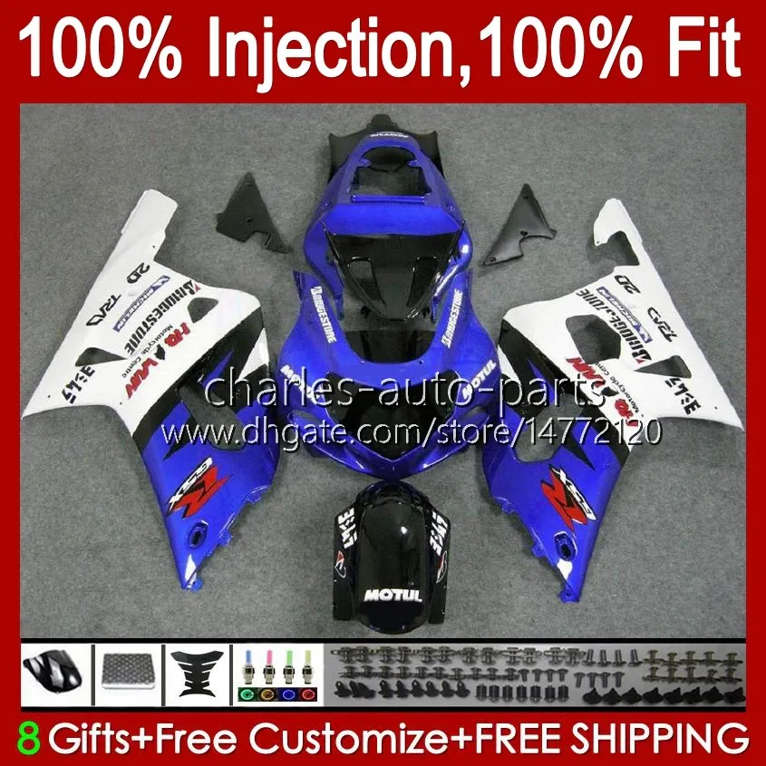 Injection glossy blue Mold For SUZUKI GSXR750 K1 GSXR 600 750 CC 2001 2002 2003 Bodys 37No.14 GSXR600 GSXR-750 GSXR-600 01-03 600CC 750CC GSX-R750 01 02 03 OEM Fairing