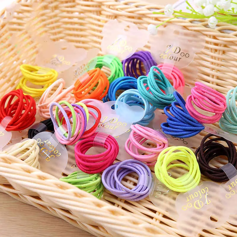 Ganze 300–2000 Stück buntes Zubehör, elastisches Gummiband, Ring, Mädchen-Krawattengummi, Frühlings-Pferdeschwanz-Frisur