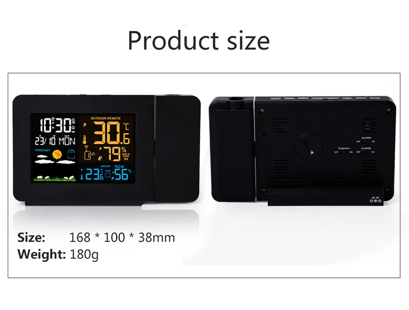 FanJu FJ3391 Weather Station Digital Table Clock Projector Temperature