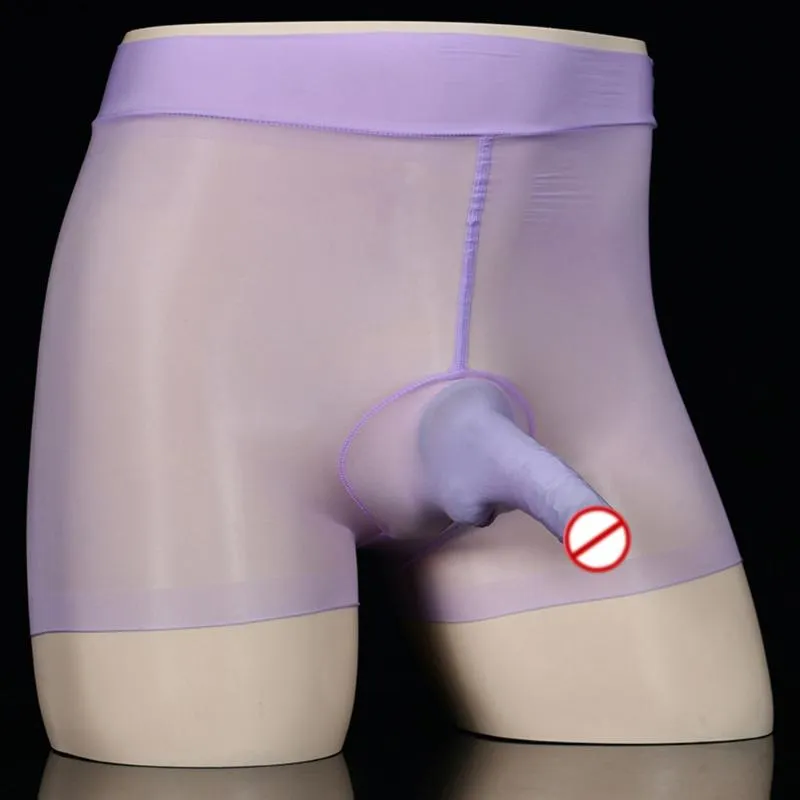 Underbyxor sissy män se genom olja glänsande glänsande boxare briefs penis slanna jj öppna / nära underkläder trosor transparent sexig underkläder