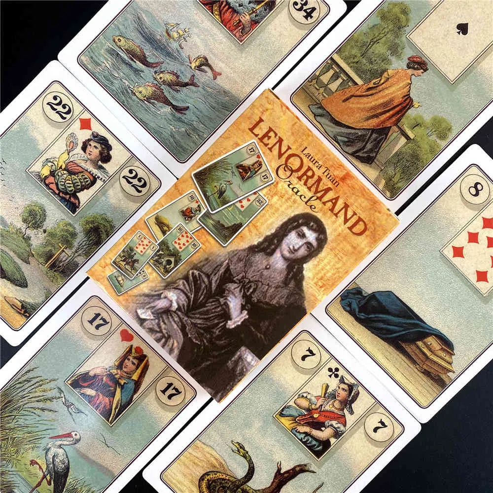 Nuovo arrivo Laura Tuan Lenormand Oracle Tarocchi Carte Fortuna Guida Racconto Divinazione Mazzo Gioco da tavolo amore OMYH