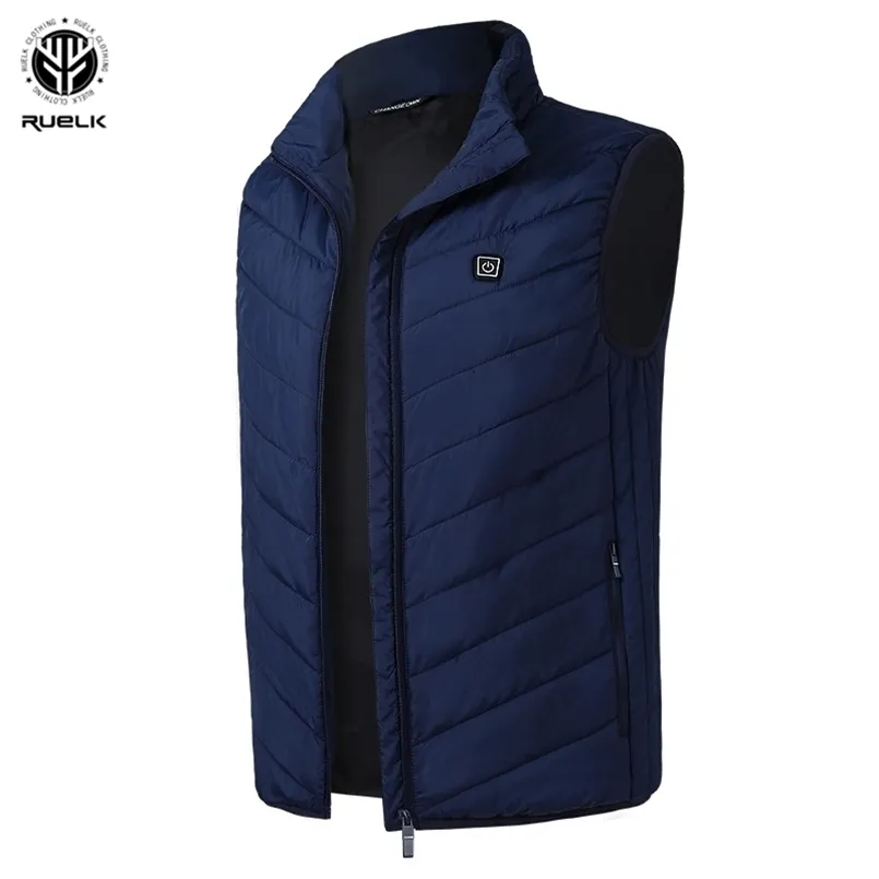 Homme Mode Veat Chauffage Gilet Smart USB Charge Grande Taille Veste Chauffage Chaud Hiver Coton Veste Hommes Hiver Chaud Gilet Mâle 211104