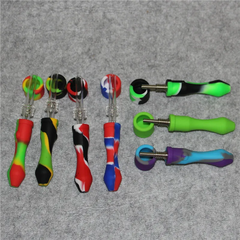 20pcs Silicone Nectar Pipe kit portable Concentrate smoke Pipe water pipes with Titanium Tip Dab Straw Oil Rigs