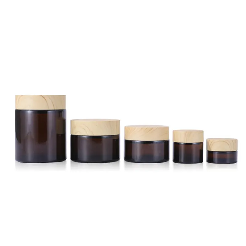 High Quality Amber Glass Cream Bottle -Travel Refillable Cosmetic Skin Care Cream Lotion Packing Container