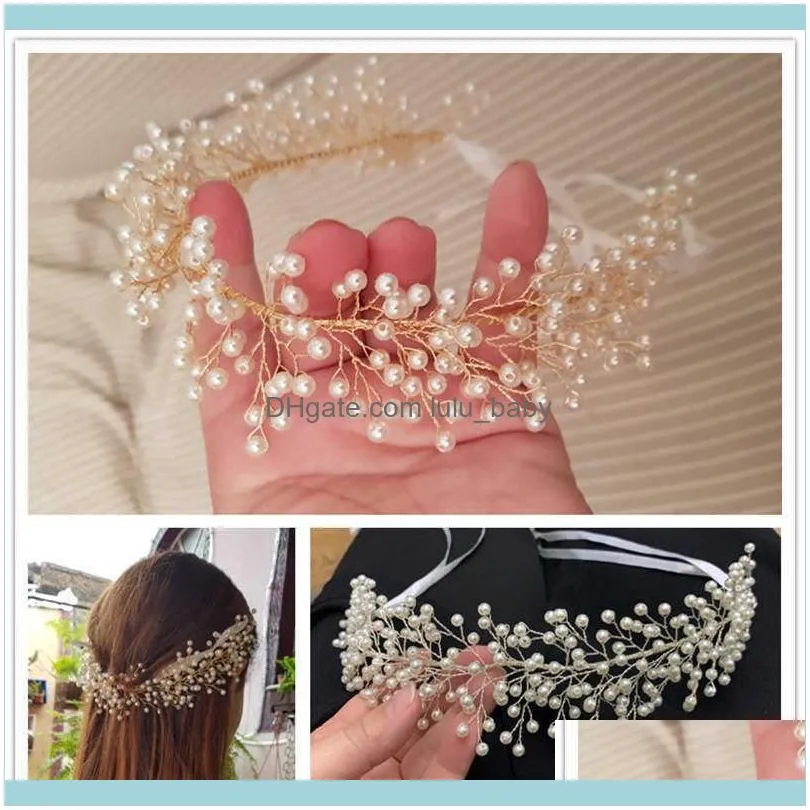 FORSEVEN Gold/Silver Color Pearls Headband Headpieces Women Kids Tiara Bride coroa Noiva Wedding Hair Jewelry Accessories