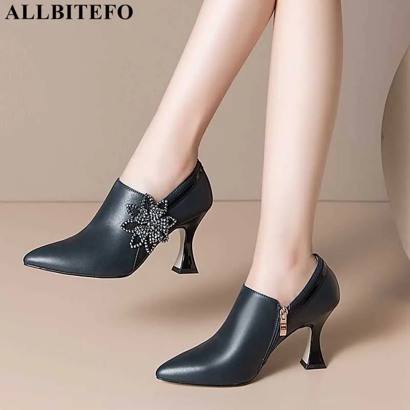 ALLBITEFO fleurs en cuir véritable sexy talons hauts mariage femmes chaussures femmes chaussures à talons hauts dames chaussures femmes talon 210611