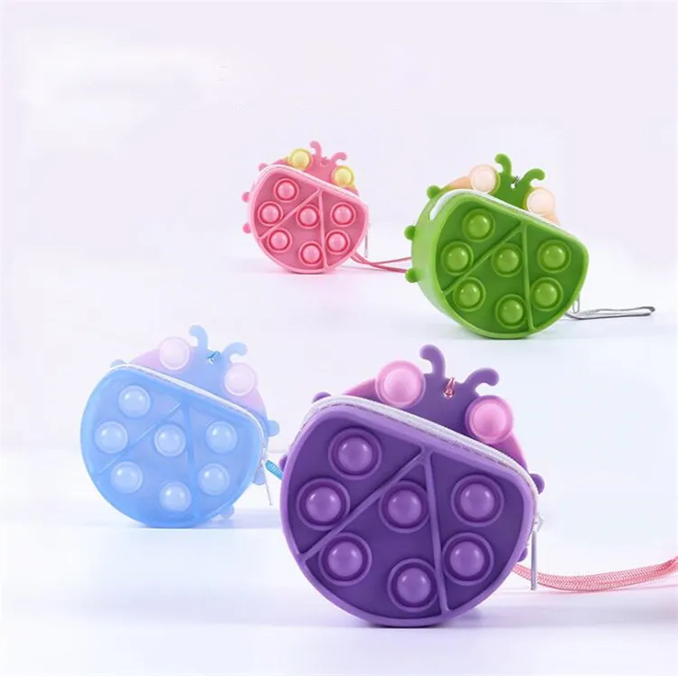 Декомпрессионная игрушка Детский мини-кошелек Push Bublles Beadles Badebird Form Portable Мода Crossbody Pack Silicone Пресс Fidget Toys Сумки