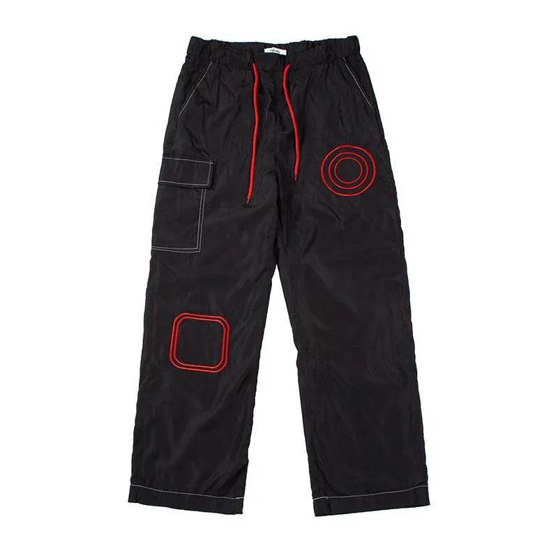 Мужские брюки Геометрические плиссированные карманы для шнуров, повседневные мужские 2021 брюки белые черные рученные уличные одежды негабаритные мешковатые пару трек