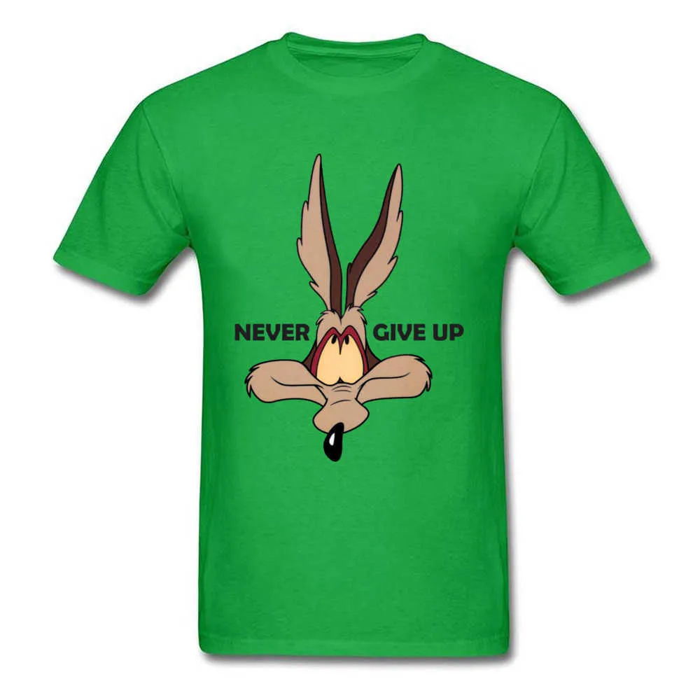 Leisure T-shirts Short Sleeve Customized Fashion Young Mother Day Tops Shirt Customized Tee-Shirts O-Neck All Cotton Coyote never give up funny t shirt 20197 green