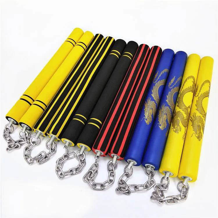 Fashion Arts Nunchaku Foam Dragon Pattern Black Martial Arts nunchucks stainless steel sticks kung fuTrainer For Beginners