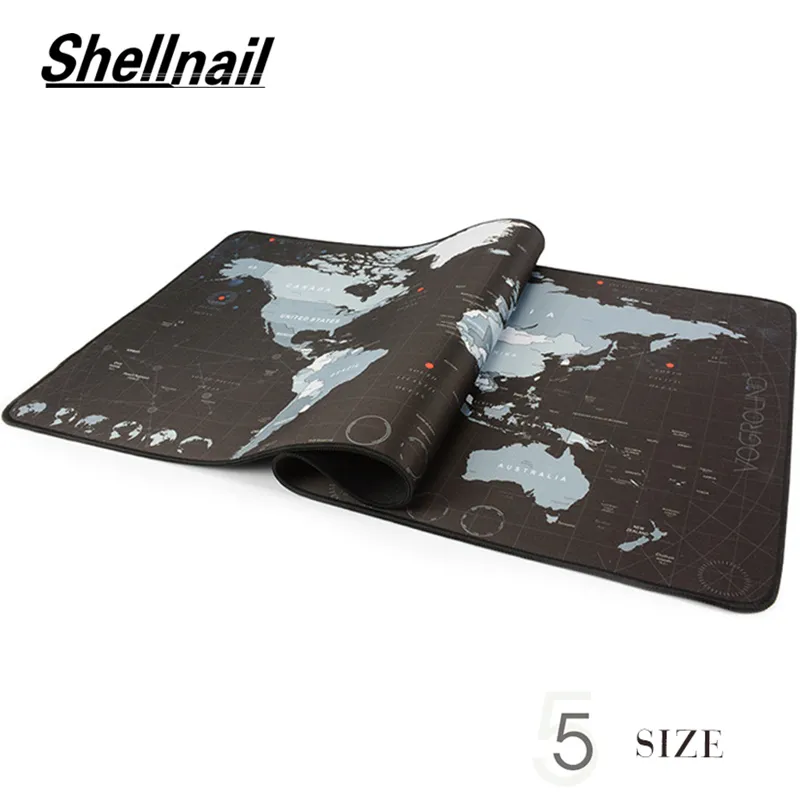 Shellnail Gaming RGB grand tapis de souris d'ordinateur, carte du monde, en caoutchouc naturel, clavier de jeu de bureau