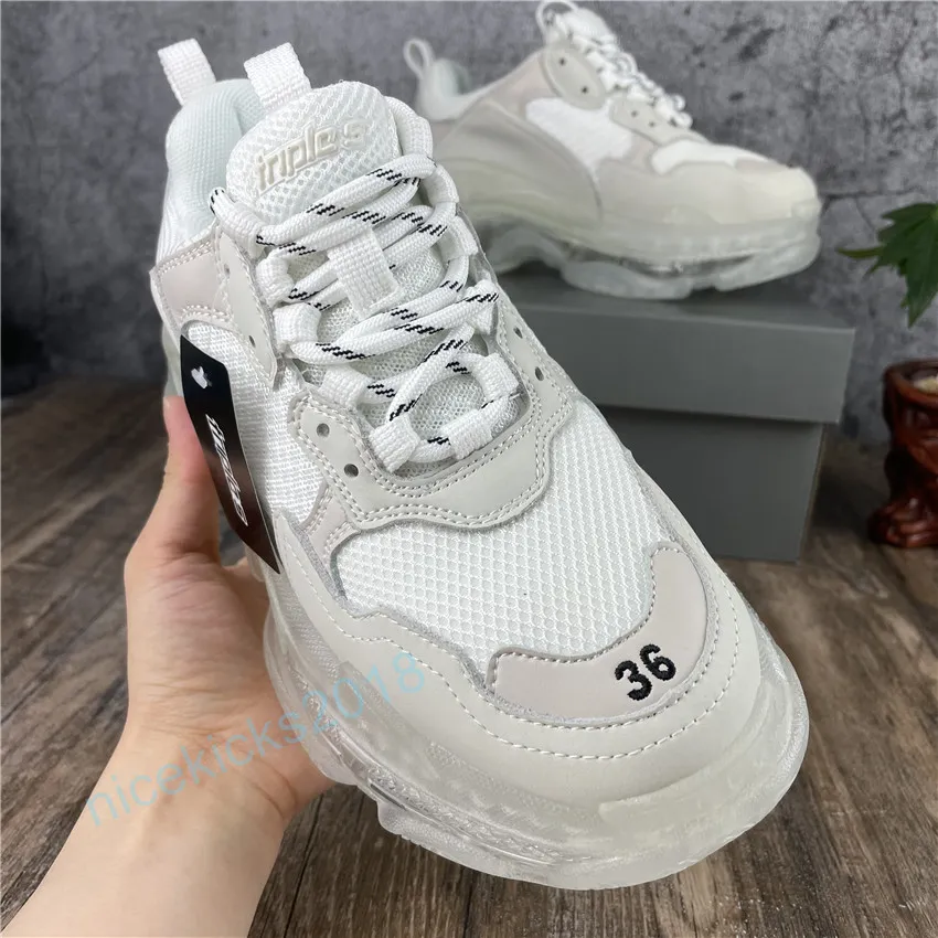 Paris Casual Shoes Triple S Clear Sole Trainers Dad Shoe Sneakers Black White Crystal Platform Scarpe Chaussures 6 188 DHgate