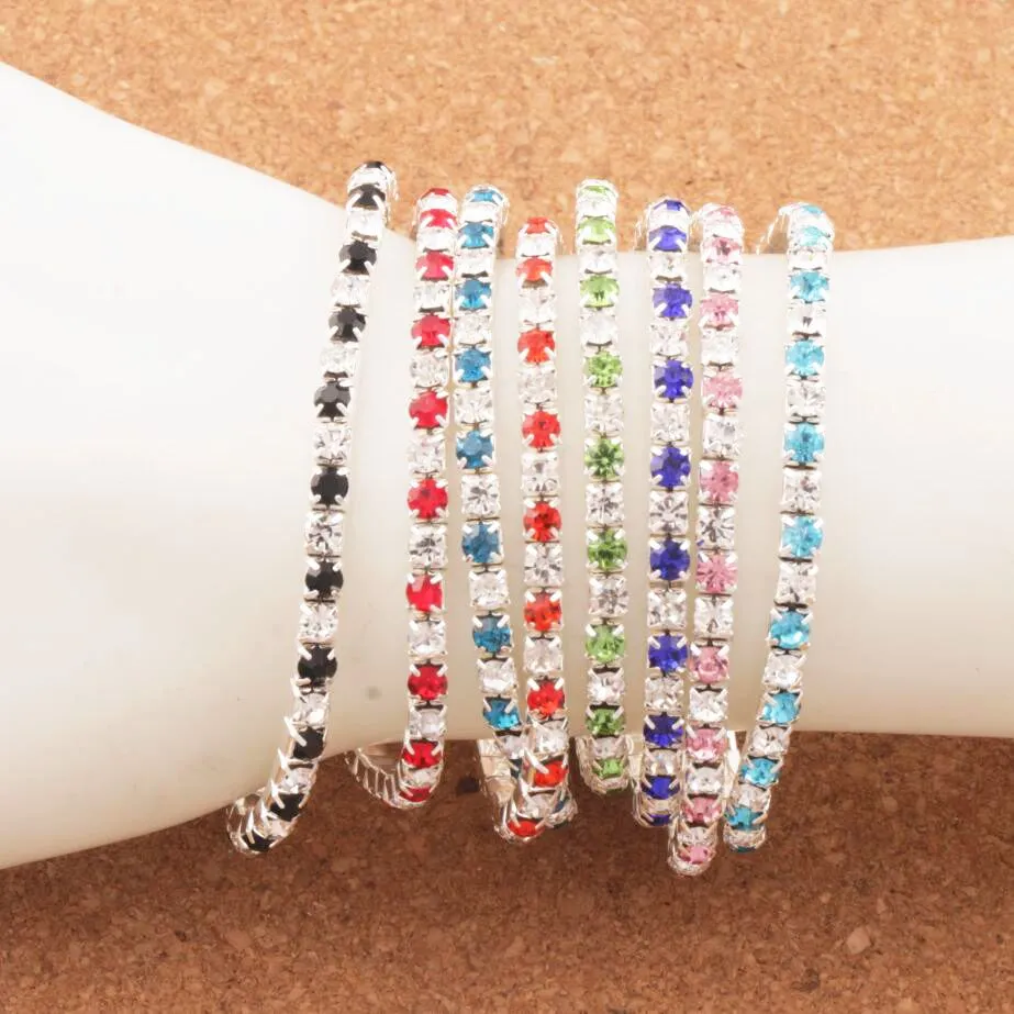 10 kleuren 3lengte Kleurrijke Lente Tennis Rhinestone Crystal Armbanden Sieraden Mode BB73