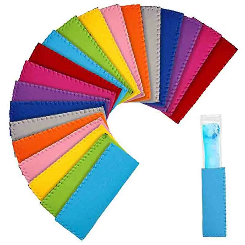 500 pcs navio rápido 18x5.5cm grandes titulares de suporte de picolé de sorvete ferramenta manga mangas crianças freezer pop crianças ferramentas de verão 12 cores