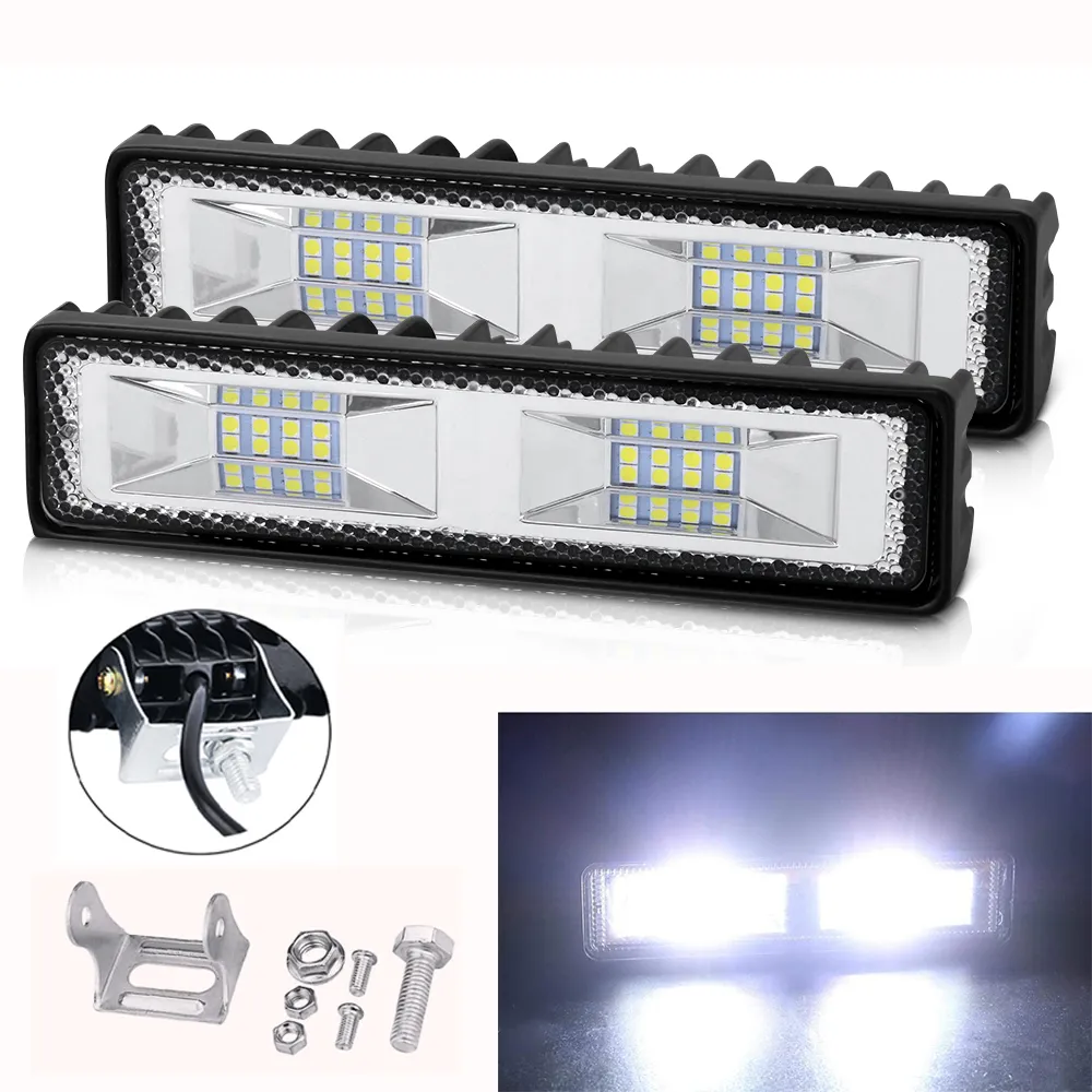 LED Work Lights Bar Spotlight Farol 12-24V para carro Motocicleta Caminhão Truck Trator Offroad 36W Led Strobe Luz Partes Exteriores