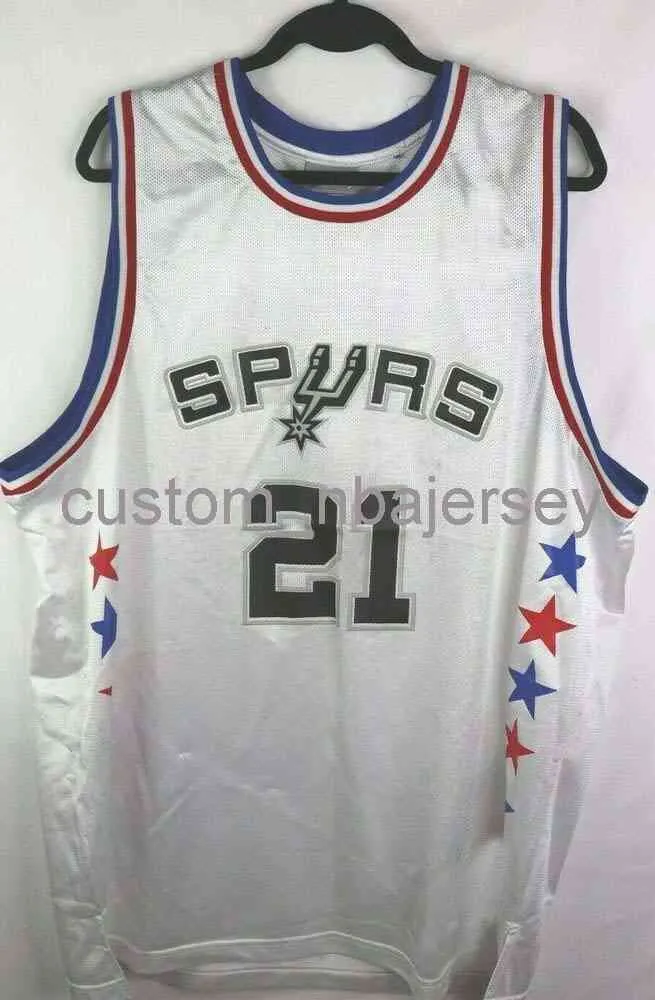 Homens Mulheres Jovens All Star Game Tim Duncan # 21 Jersey Branco 2003 Costume Nome personalizado Qualquer número