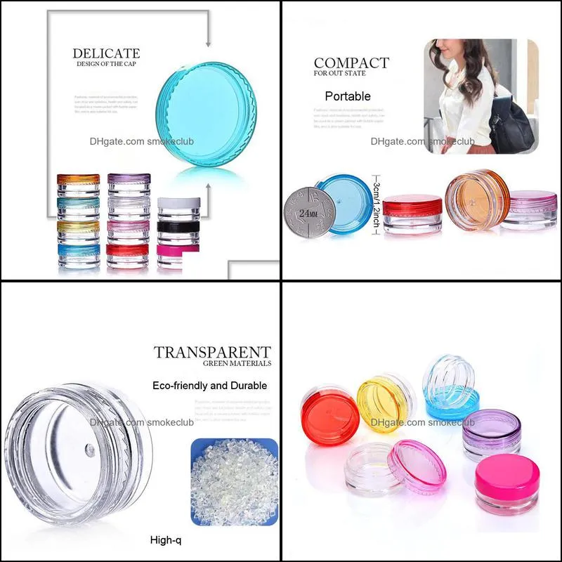 11 Colors Food Grade Plastic Boxes 3g/5g Round Bottom Cream Cosmetic Packaging Box Small Sample Bottles Wax Container RRD7037