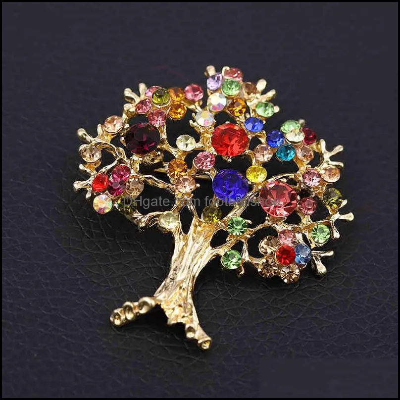 Factory Outlet Brooch New fashion exquisite color zircon personalized tree women`s versatile suit accessories