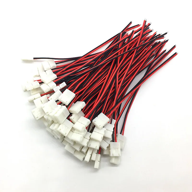 50pcs/lot No Soldering 2 Pin Led Strip Connectors Lighting Accessories 8 mm 10mm Power Wire Connector For 3528/5050 Leds Strips Wire PCB Ribbon D1.5