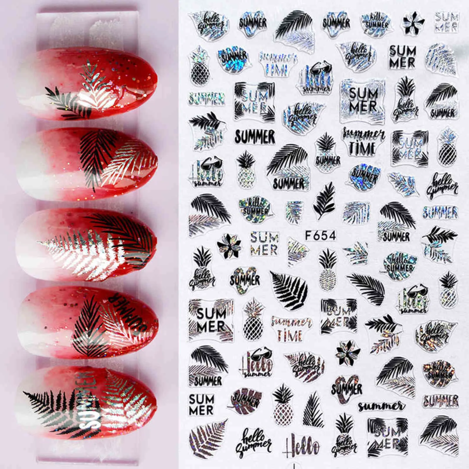 Best Bargains 10pc 3D Stickers For Nails Design Laser Simple Lines 