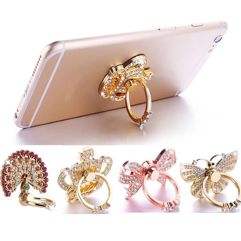 Universal metal 360 Degree Diamond Bling Phone holder For iPhone 7 8 X Samsung smart phones Finger Ring Holders