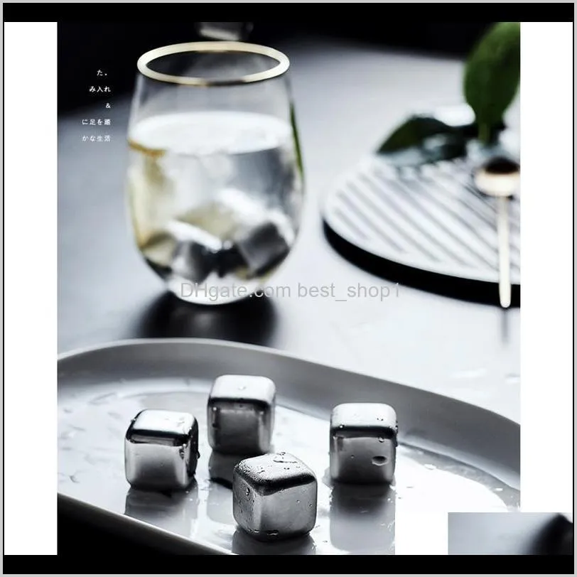 304 stainless steel ice cube reusable chilling stones for whiskey wine keep your drink longer cold metal ice whiskey red wine cooling