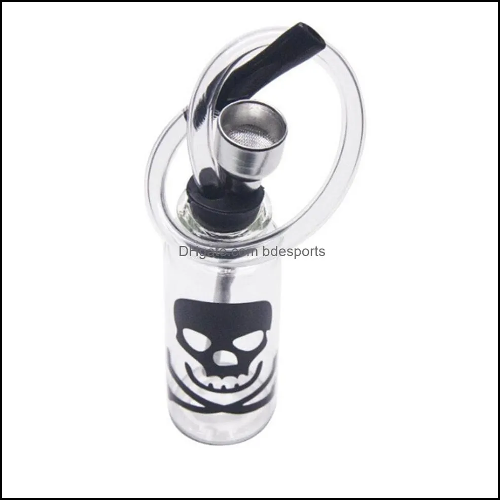 Colorful Skull Glass Pipes Cigarette Pipe Clear Tube for Smoking Tobacco Hand Hookah Accessories a58