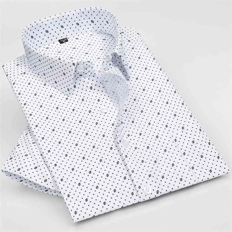 Zomer Korte Mouw Gestreepte Normale Fit Non-Iron Easy Care Business Mannen Shirts Geen Fade No Shrink met Borstzak 210714