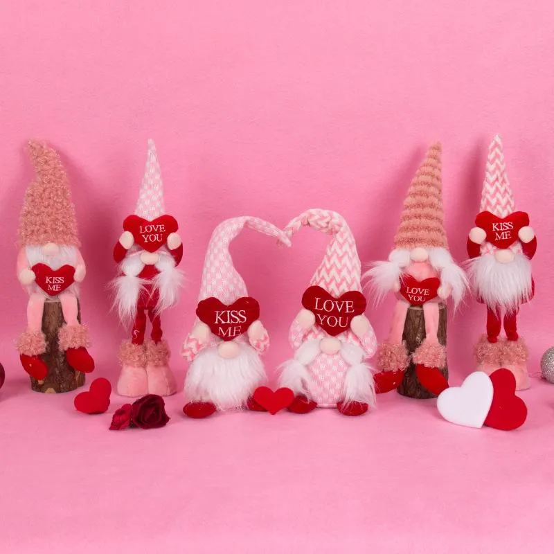 Favor de fiesta Día de San Valentín Aniversario Muñeca sin rostro Pequeño ornamento Nordic Gnome Viejo para la decoración del hogar Regalo de San Valentín